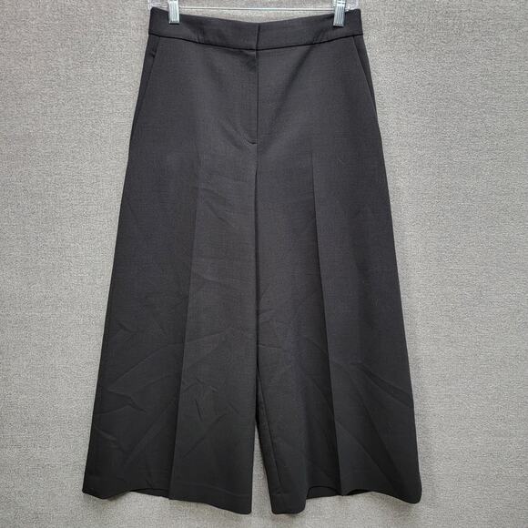 THEORY WIDE LEG CROP WOOL BLEND PANTS, SIZE 4 - Picture 1 of 10